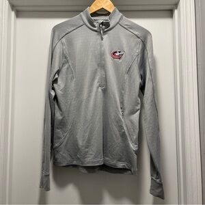 Columbus Blue Jackets Medium M Half Zip Long Sleeve Pullover Gray Lightweight